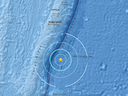 Tâm chấn động đất cách 277 km về phía Nam - Đông Nam thủ đô Nuku'alofa, ở độ sâu 66 km.